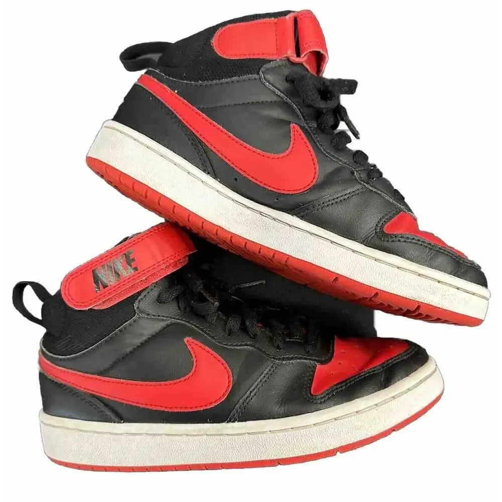 Nike Court Borough Mid Youth 5 Red Black Basketball Shoes Sneakers